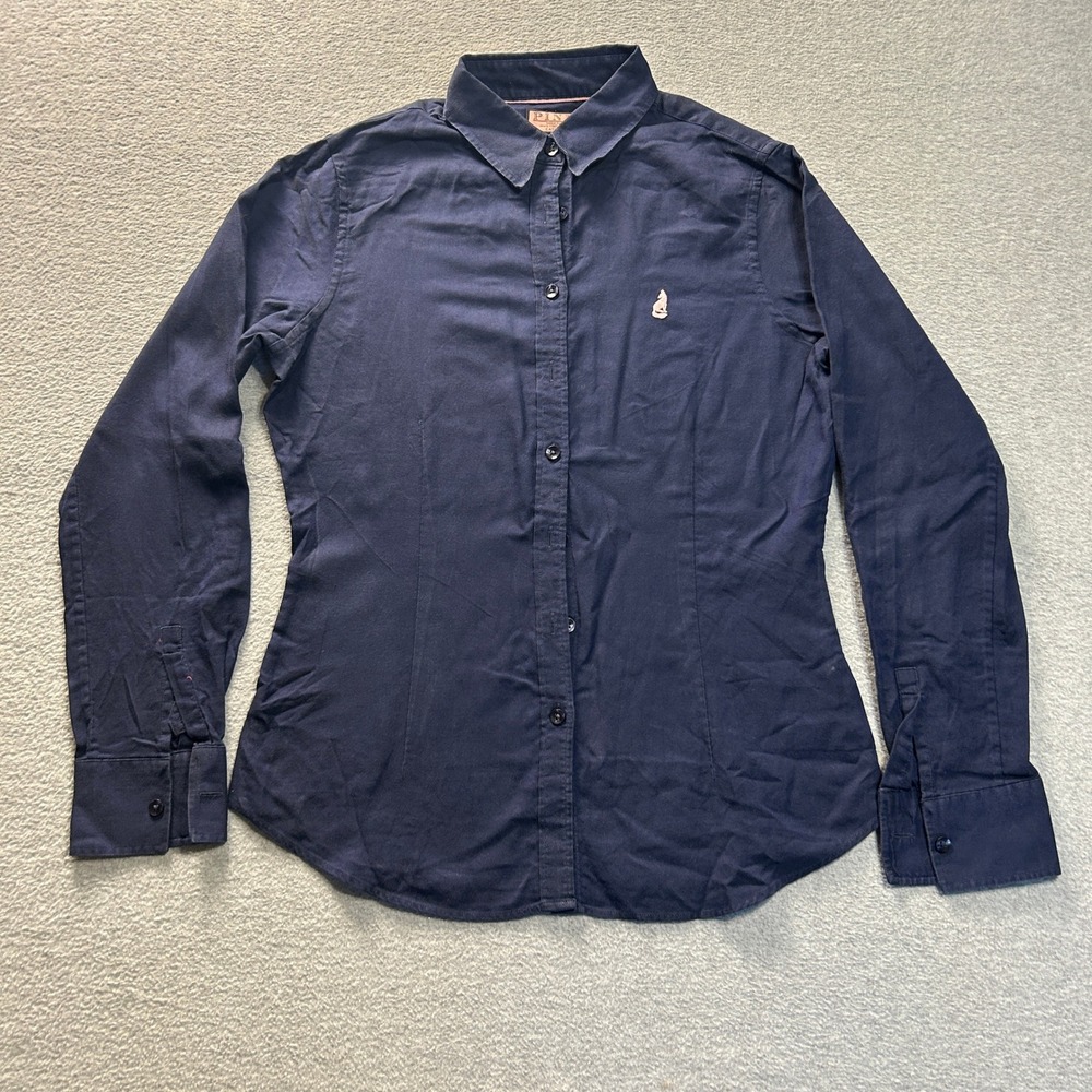 Thomas Pink Button Front Long Sleeve Womens US 10 Navy Blue Casual Shirt Office